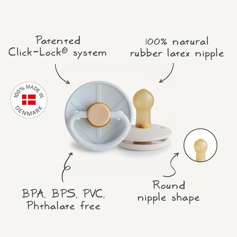 FRIGG Little Viking Natural Rubber Baby Pacifier 2-Pack | Made in Denmark | BPA-Free (Cocoa/Olive, 6-18 Months) in Kuwait