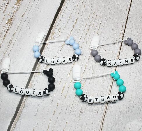 Personalized Pacifier Clip with Name Black Checkered Pacifier Holder Custom Name for Boy Mom Gift (Checkered) in Kuwait