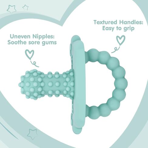 Seeway Teething Pacifier, Baby Soothes Sore Gums, BPA Free Freezable | Food-Grade Silicone,Teether Toys with Massaging Bumps,6 Pack,Easy to Hold,Freezable,3+ Months in Kuwait