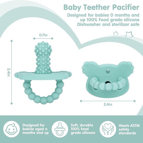 Seeway Teething Pacifier, Baby Soothes Sore Gums, BPA Free Freezable | Food-Grade Silicone,Teether Toys with Massaging Bumps,6 Pack,Easy to Hold,Freezable,3+ Months in Kuwait