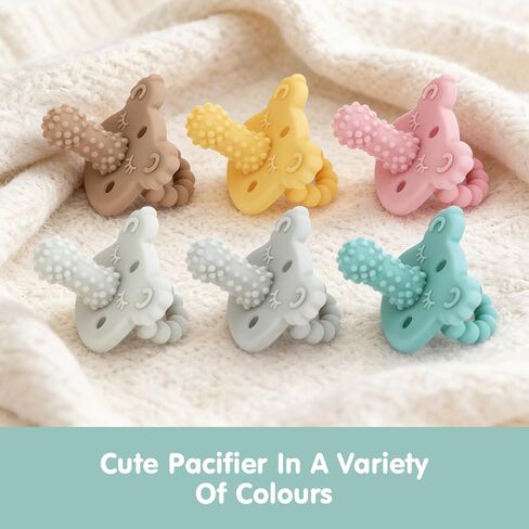 Seeway Teething Pacifier, Baby Soothes Sore Gums, BPA Free Freezable | Food-Grade Silicone,Teether Toys with Massaging Bumps,6 Pack,Easy to Hold,Freezable,3+ Months in Kuwait