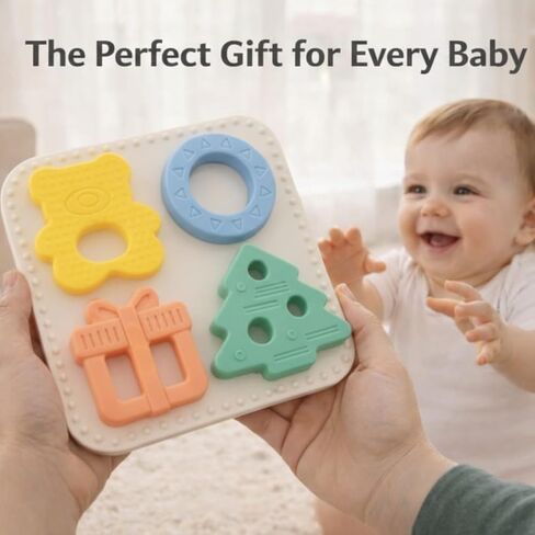 Baby Teether Puzzle – Silicone Teething Toy & Shape Matching Puzzle for Babies 5–18 Months, 2-in-1 Sensory Montessori Toy, Grows with Your Baby, BPA-Free Food-Grade Silicone in Kuwait