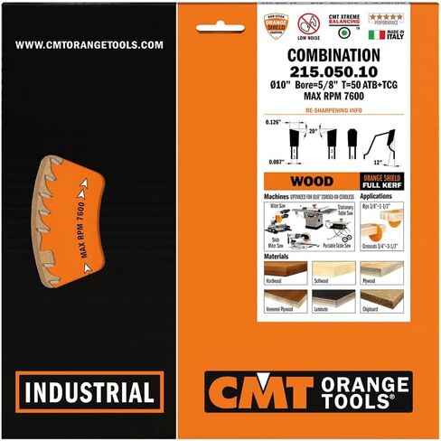 CMT Orange Tools 215.050.10 - General Purpose Circular Saw Blade HW D=10 B=5/8 Z50 K=0.126 P=0.087 a=12 in Kuwait