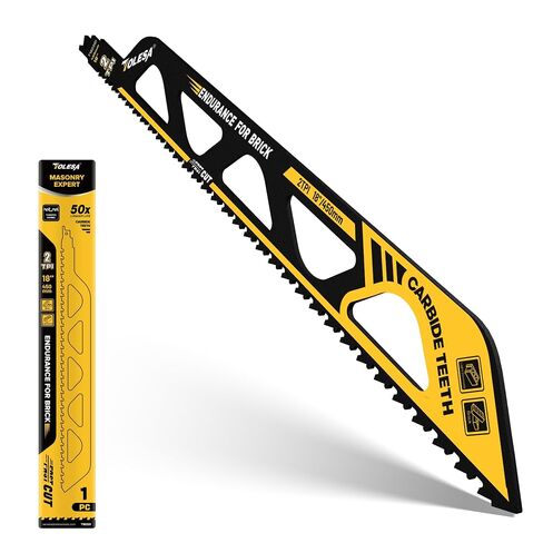 Carbide Reciprocating Saw Blade, 12-Inch 2TPI for Masonry, 1-Pack | Carbide Teeth Strip, 2TPI Large-Particle Serrations, 50% Faster Cutting, Cuts Aerated Concrete, Hollow Brick, Brick in Kuwait
