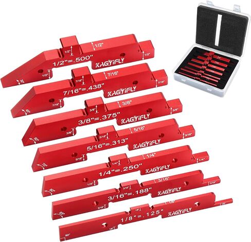 Setup Blocks Woodworking, 14pcs Aluminum Setup Blocks Height Gauge Set for Router Table Saw and Angle Measure Set up (Each Setup Bars has Different Thickness) in Kuwait