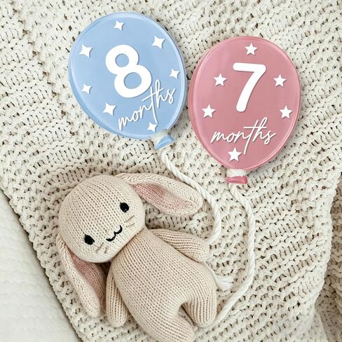 AnyDesign 12 Pcs Balloon Baby Monthly Milestone Cards Acrylic Marker Discs Boho Balloon Month Announcement Sign for Pregnancy Newborn Baby Growth Photo Prop Decor Supplies in Kuwait