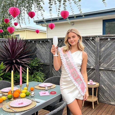 Bride to Be Sash, Pink Pearl Rhinestone Sash with Tulle Trim, Bridal Shower in Kuwait