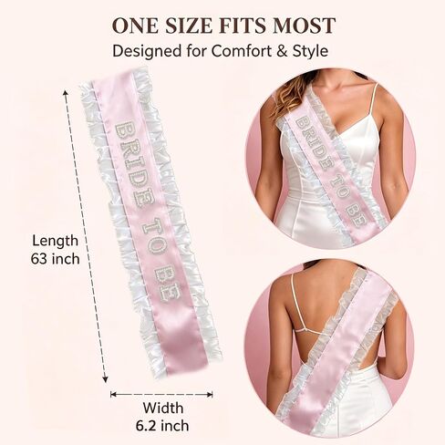 Bride to Be Sash, Pink Pearl Rhinestone Sash with Tulle Trim, Bridal Shower in Kuwait