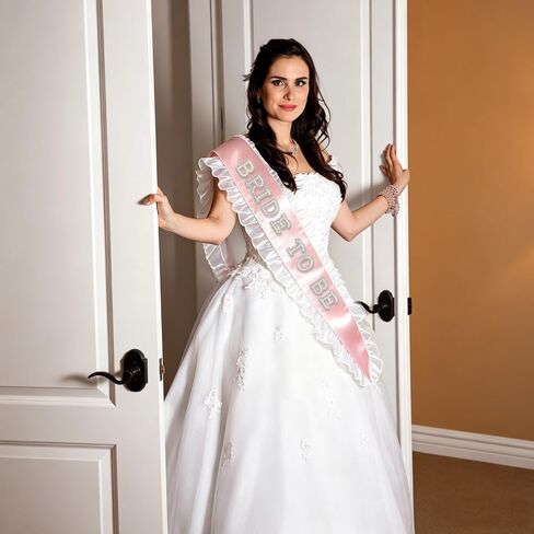 Bride to Be Sash, Pink Pearl Rhinestone Sash with Tulle Trim, Bridal Shower in Kuwait
