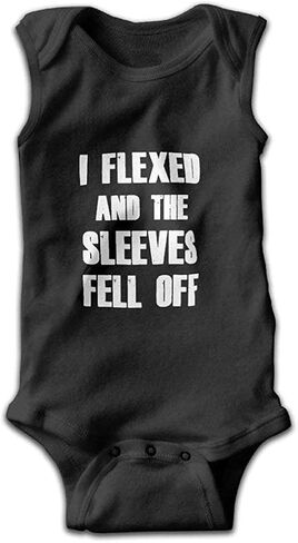 I Flexed and The Sleeves Fell Off Baby Sleeveless Rompers Jumpsuit Cute Bodysuit Black in Kuwait