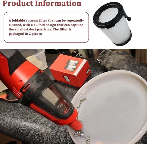 49-90-1950 Vacuum Filter Compatible with Milwau-kee M12 Vacuum, 2Pcs | 0850-20 Cordless Dry Compact Vacuum (49-90-1950 Vacuum Filter * 2 Pcs) in Kuwait