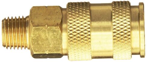 Milton Industries S-765 HI-Flo V-Style -FeetA,M,V-Feet 1/4-Inch MNPT Brass Body, Single & S-217 1/4" NPT V Style Coupler and Plug Kit - 6 Piece in Kuwait