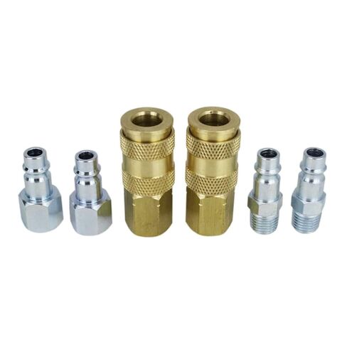 Milton Industries S-765 HI-Flo V-Style -FeetA,M,V-Feet 1/4-Inch MNPT Brass Body, Single & S-217 1/4" NPT V Style Coupler and Plug Kit - 6 Piece in Kuwait
