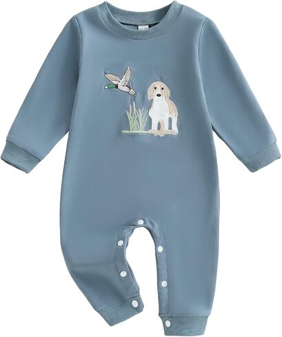 Newborn Boy Hunting Clothes Mallard Duck Baby Jumpsuit Long Sleeve Dog Romper Bodysuit Infant Fall Outfits in Kuwait