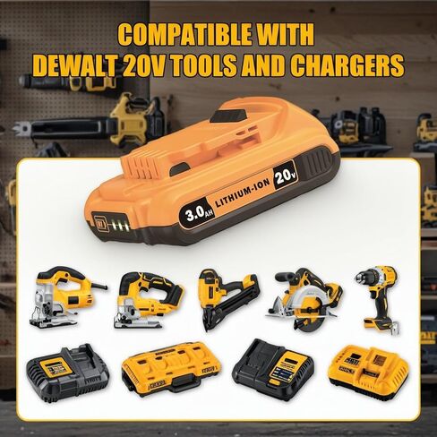 DCB203-2 3Ah 2Pack 20V Battery Replace for Dewalt 20V MAX Battery 20Volt Lithium-ion Battery DCB200 DCB201 DCB205 DCV580 DCB180 Compatible with Dewalt 20V Cordless Tools in Kuwait