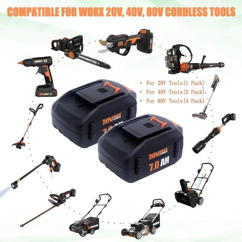 Upgraded 7000mAh 2Pack 20V Battery Compatible for Worx Battery 20V PowerShare WA3674 WA3678 WA3669 WA3575 WA3525 WA3520 WA3577 WA3578 WG151s WG155s WG251s in Kuwait