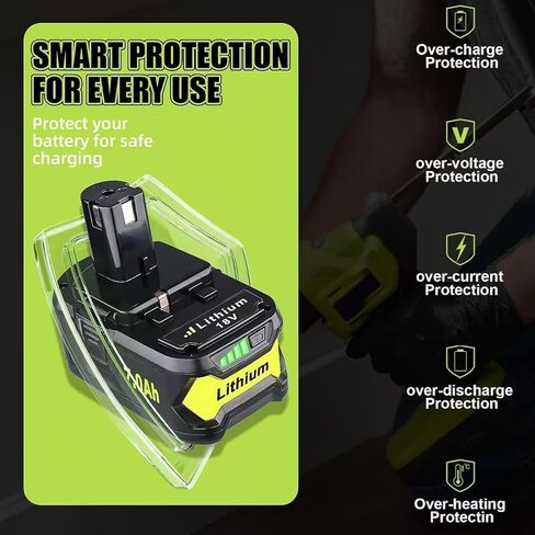 7.0Ah 18V 2 Pack Replacement for Ryobi Battery P108 P102 High Performance | Fits P103 P104 P105 P107 P109 P122 tools and P117 P118 P119 P125 chargers. Lithium-ion cells, CE and RoHS tested, LED gauge. in Kuwait