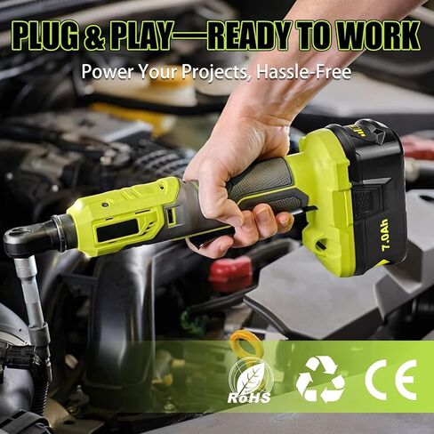 7.0Ah 18V 2 Pack Replacement for Ryobi Battery P108 P102 High Performance | Fits P103 P104 P105 P107 P109 P122 tools and P117 P118 P119 P125 chargers. Lithium-ion cells, CE and RoHS tested, LED gauge. in Kuwait