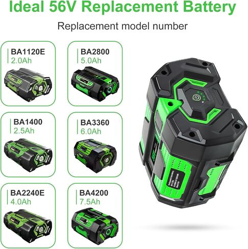 56V 12Ah Battery Replacement for EGO Batteries BA1400T BA2242T BA2800T | Long lasting, Rechargeable,ARC battery,LED Indicator, Safety Protection,Compatible with EGO power tools chargers in Kuwait