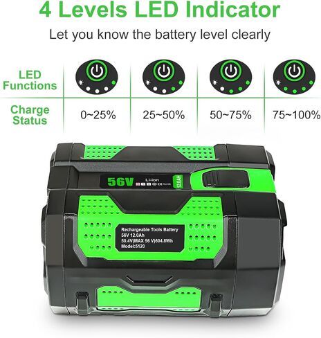 56V 12Ah Battery Replacement for EGO Batteries BA1400T BA2242T BA2800T | Long lasting, Rechargeable,ARC battery,LED Indicator, Safety Protection,Compatible with EGO power tools chargers in Kuwait