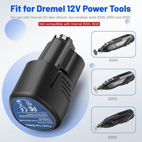 Futurebatt 4.0ah 12V Replacement Battery for Dremel B815-01 B816-01 8240 8250 8260 Cordless Tools Lithium ion Battery 2 Pack (Not for Dremel 8200,8220, 8300) in Saudi Arabia