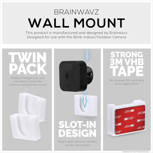 Adhesive Blink Outdoor Indoor Camera Mount (3RD GEN), 2 Pack Holder, No Hassle Installation, No Screws, No Mess Bracket Stand, (White) by Brainwavz in Kuwait