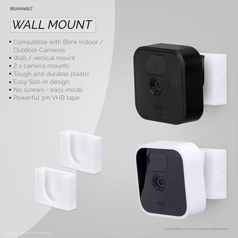 Adhesive Blink Outdoor Indoor Camera Mount (3RD GEN), 2 Pack Holder, No Hassle Installation, No Screws, No Mess Bracket Stand, (White) by Brainwavz in Kuwait