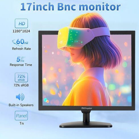17 Inch HD CCTV Monitor,(1280 x1024), 5:4, LED Display, with BNC/VGA/HDMI and Built-in Speaker, 60Hz Refresh Rate, VESA 75x75MM in Kuwait