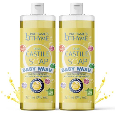 Brittanie's Pure Castile Liquid Soap Refill For Babies, 1 Gallon | Multi-Purpose For Body, Face, Hands, Laundry, Dishes, Pets & Baby, Organic, Vegan, Non-GMO, Olive Oil, Made in USA in Kuwait