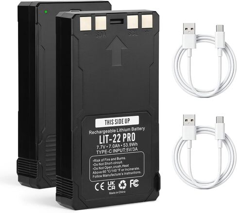MULS 2-Pack LIT-22 Pro 7000mAh Battery for Spypoint Hunting Trail Camera | Compatible with Spypoint Flex-M, G-36, Plus, Flex-S Cellular Trail Cameras Rechargeable Lithium Battery Includes Type-C Cable in Kuwait