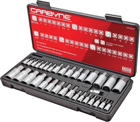 50-Piece Master Torx and Allen Bit Socket Set S2 Steel SAE and Metric Hex and Star Bit Sockets 1/4 in 3/8 in and 1/2 in Drive Torx T6 to T70 for Automotive and Motorcycle Repair in Saudi Arabia