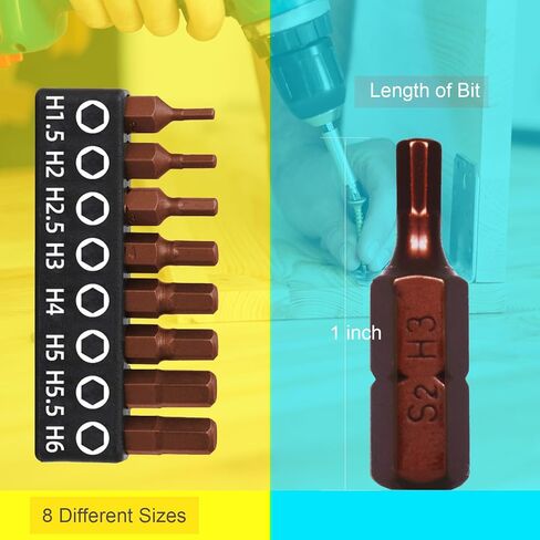8-Piece 1/4 Inch Metric Hex Bit Set 1.5mm 2.0mm 2.5mm 3.0mm, 4.0mm, 5.0mm, 5.5mm, 6mm in Kuwait