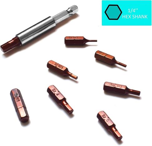 8-Piece 1/4 Inch Metric Hex Bit Set 1.5mm 2.0mm 2.5mm 3.0mm, 4.0mm, 5.0mm, 5.5mm, 6mm in Kuwait