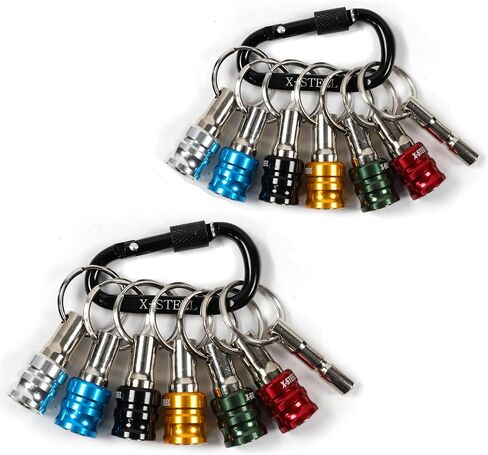 12PCS Bit Holders,1/4 Drill Bit Holder,Bit Holder Key Chain, Impact Bit Holders,Quick-Change Extension Bar Keychain Drill Screw Adapter Portable,Black Carabiner,Tool Gifts for Men in Kuwait