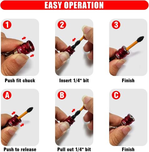 12PCS Bit Holders,1/4 Drill Bit Holder,Bit Holder Key Chain, Impact Bit Holders,Quick-Change Extension Bar Keychain Drill Screw Adapter Portable,Black Carabiner,Tool Gifts for Men in Kuwait