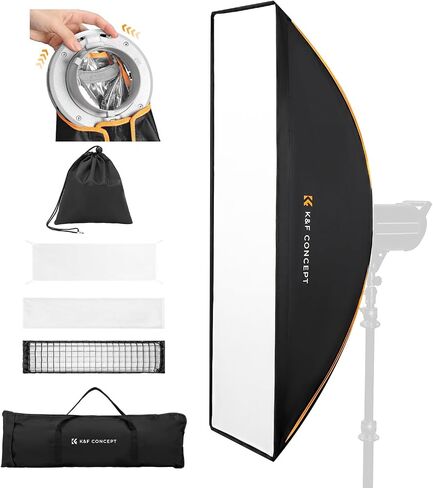 K&F CONCEPT Rectangular Softbox 24"x35"/60x90cm, Quick-Release | Portable Soft Box with Diffusers/Honeycomb Grid/Grid Bag/Bowens Mount for COB Light, Studio, Product Photography LJ01 in Saudi Arabia