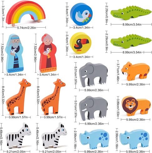 KMTJT Toddlers Wooden Noah's Ark Toy for 1 2 3 Boys Girls Baptism Gifts | Shape Sorter Montessori Learning Toys with Bible Story Book, Christian Easter Gifts for Baby 12-18 Months Christmas Birthday in Kuwait