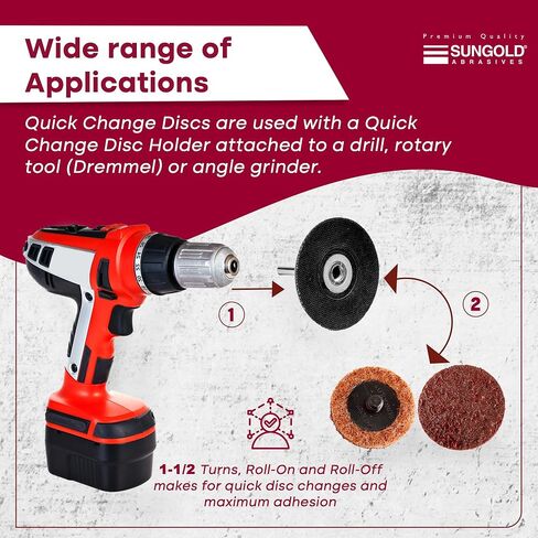 Sungold Abrasives 74904 Coarse Non Woven Surface Conditioning R-Type Quick Change Disc, 2-Inch, Brown (25/box) in Kuwait