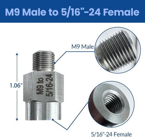 2pcs M9 Thread Adapter for Milwaukee M12 Polisher or sander | Capable of Converting M9 Threads to 5/16"-24 and 1/4"-20, Stainless Steel, Backing Pad Installation，durable and stable in Kuwait