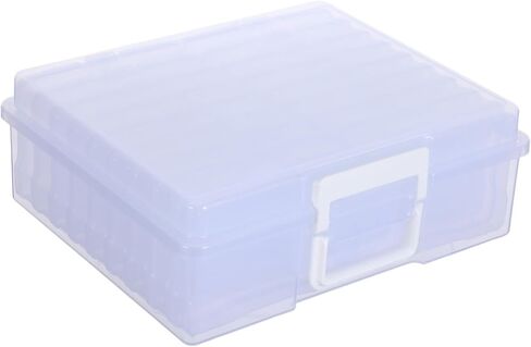 Plastic Photo Storage Box 18 Inner Picture Cases with Handle High Transparency Design, Portable Organizer Modern Clean Look Photo Organizer for Home and Office Use in Kuwait