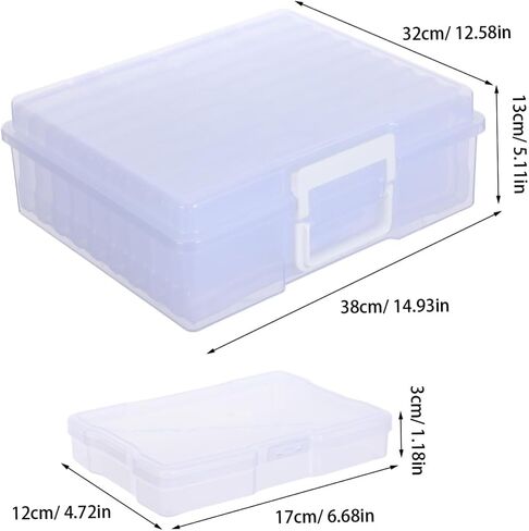 Plastic Photo Storage Box 18 Inner Picture Cases with Handle High Transparency Design, Portable Organizer Modern Clean Look Photo Organizer for Home and Office Use in Kuwait