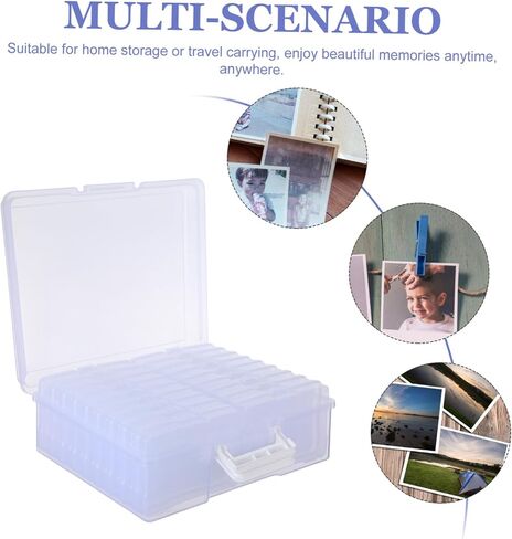 Plastic Photo Storage Box 18 Inner Picture Cases with Handle High Transparency Design, Portable Organizer Modern Clean Look Photo Organizer for Home and Office Use in Kuwait