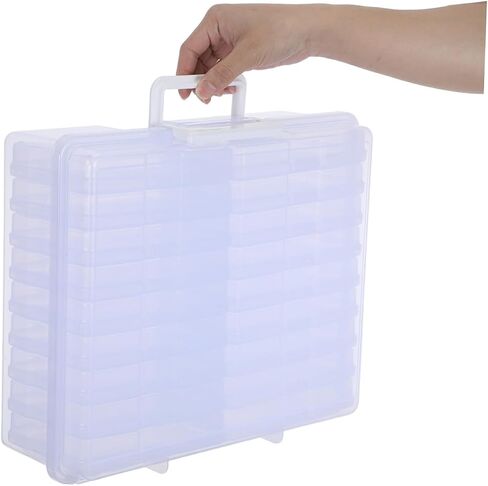 Plastic Photo Storage Box 18 Inner Picture Cases with Handle High Transparency Design, Portable Organizer Modern Clean Look Photo Organizer for Home and Office Use in Kuwait