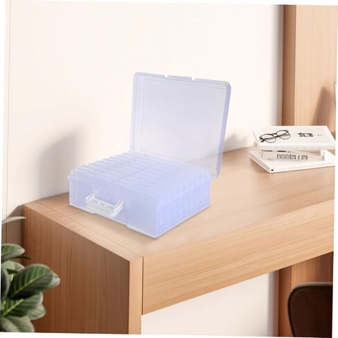 Plastic Photo Storage Box 18 Inner Picture Cases with Handle High Transparency Design, Portable Organizer Modern Clean Look Photo Organizer for Home and Office Use in Kuwait