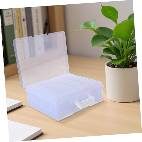 Plastic Photo Storage Box 18 Inner Picture Cases with Handle High Transparency Design, Portable Organizer Modern Clean Look Photo Organizer for Home and Office Use in Kuwait