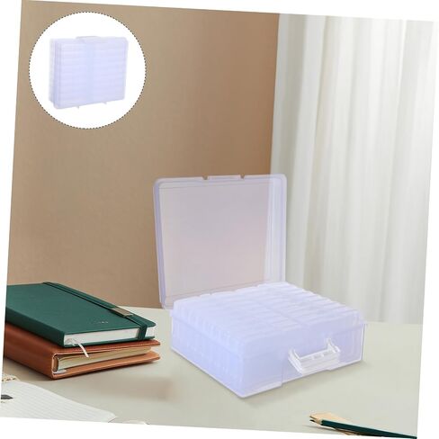 Plastic Photo Storage Box 18 Inner Picture Cases with Handle High Transparency Design, Portable Organizer Modern Clean Look Photo Organizer for Home and Office Use in Kuwait