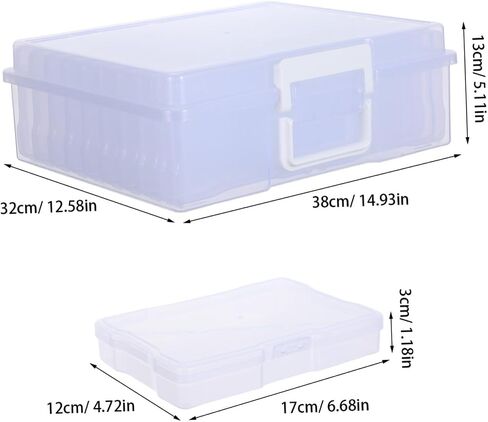 Plastic Photo Storage Box 18 Inner Picture Cases with Handle High Transparency Design, Portable Organizer Modern Clean Look Photo Organizer for Home and Office Use in Kuwait