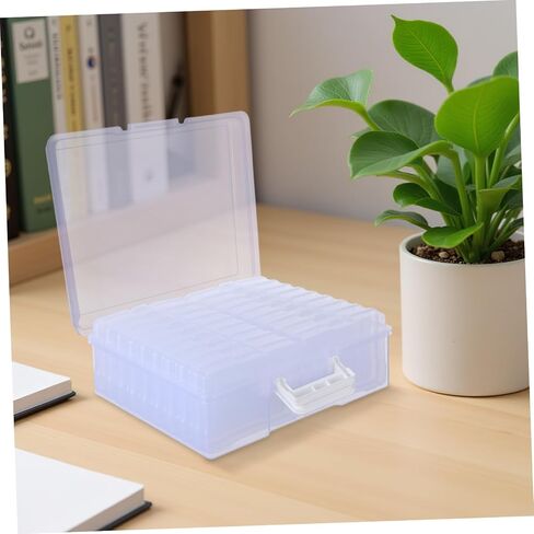 TEHAUX Plastic Container with 18 Photo Storage Compartments Box Inner Handle Lightweight High Transparency Design Organizer Modern Photo Protective and, for Stationery and Travel in Kuwait