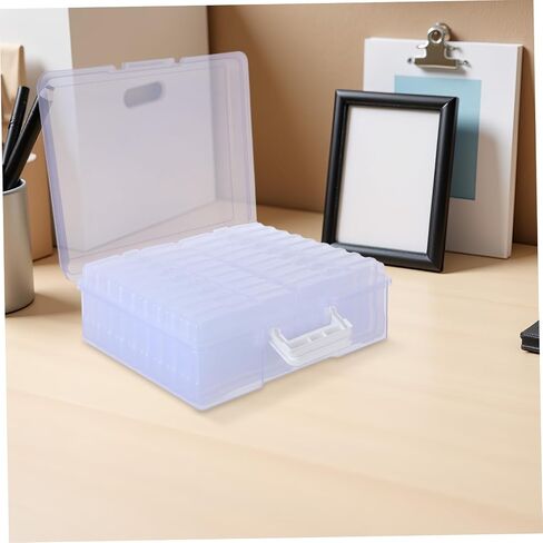 TEHAUX Plastic Container with 18 Photo Storage Compartments Box Inner Handle Lightweight High Transparency Design Organizer Modern Photo Protective and, for Stationery and Travel in Kuwait