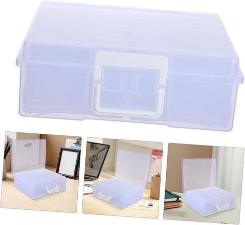 TEHAUX Plastic Container with 18 Photo Storage Compartments Box Inner Handle Lightweight High Transparency Design Organizer Modern Photo Protective and, for Stationery and Travel in Kuwait